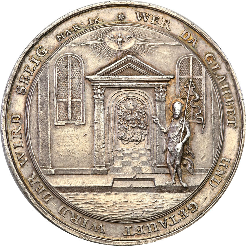 Polska, Śląsk, Wrocław. Johann Kittel (1656-1740). Medal na chrzest, srebro - Rzadki